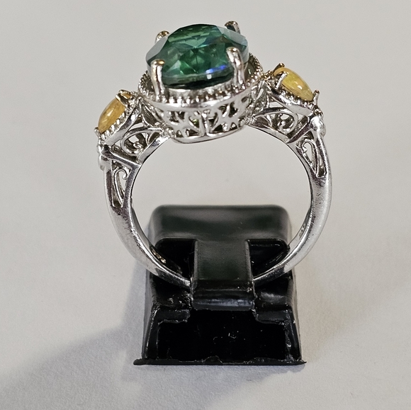 Genuine Exotic Peacock Quartz & Opal Ring in Sterling Silver Size 8 - Picture 7 of 17